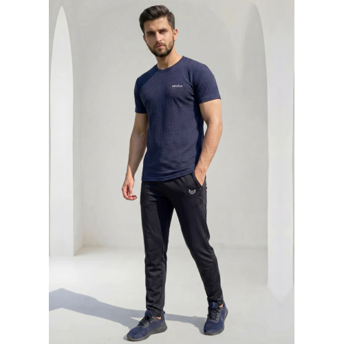 Grid Knit Navy - Premium Tracksuit