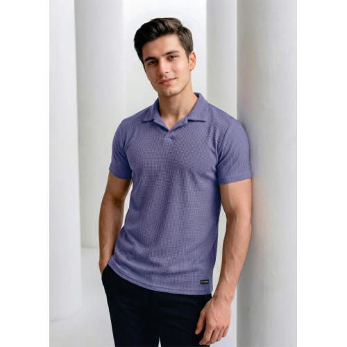 Imported Waffle Weave - Zinc Polo