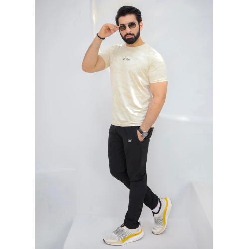Textured Mesh Beige - Imported Lycra Tracksuit