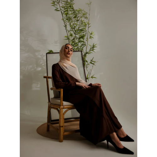 Relaxed Zip Maxi Abaya - Coffee Brown