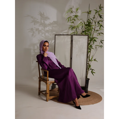Relaxed Zip Maxi Abaya - Plum Purple