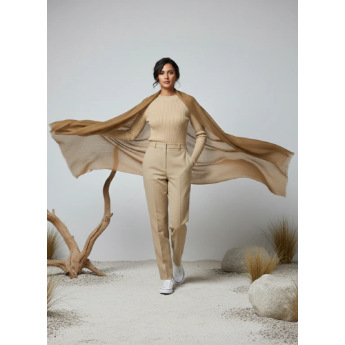 Veloria Wool Shawl - Camel