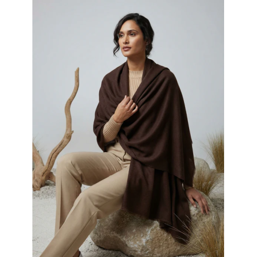Veloria Wool Shawl - Dark Brown