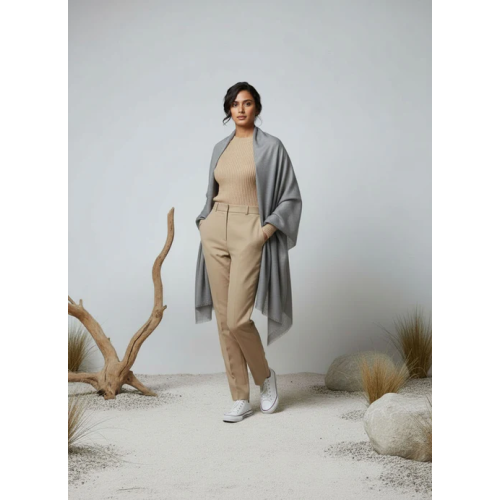 Veloria Wool Shawl - Light Grey