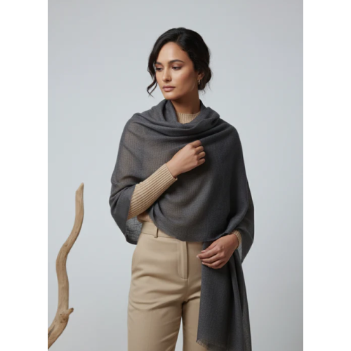 Veloria Wool Shawl - Titanium Grey
