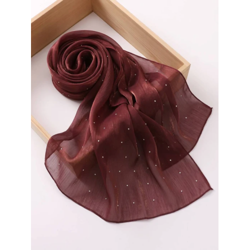 Verona Shimmer Organza Hijab - Garnet