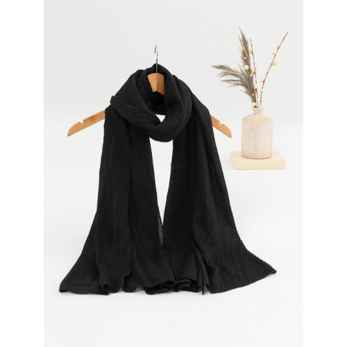 Cotton Pleat Hijabs - Black