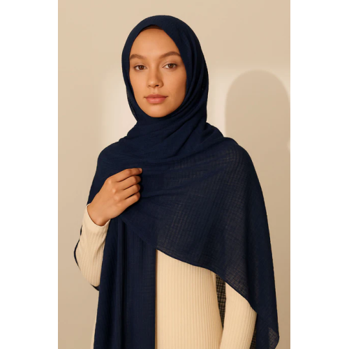 Marble Cotton Hijabs - Navy Blue